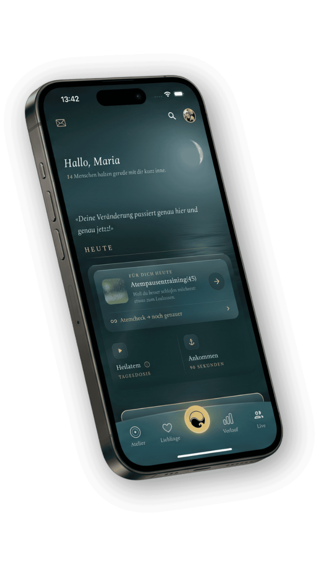 AtemFlow Studio App: Startbildschirm mit persönlicher Begrüßung